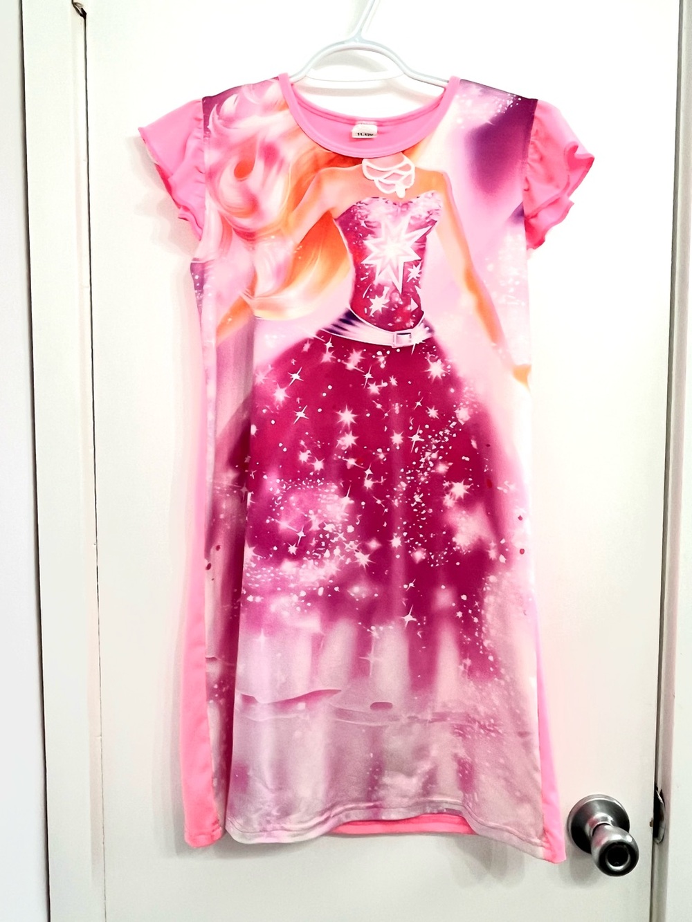 Girls Princess Disney Inspired Nightgown Size 11-12Y Short Sleeve Sleepwear